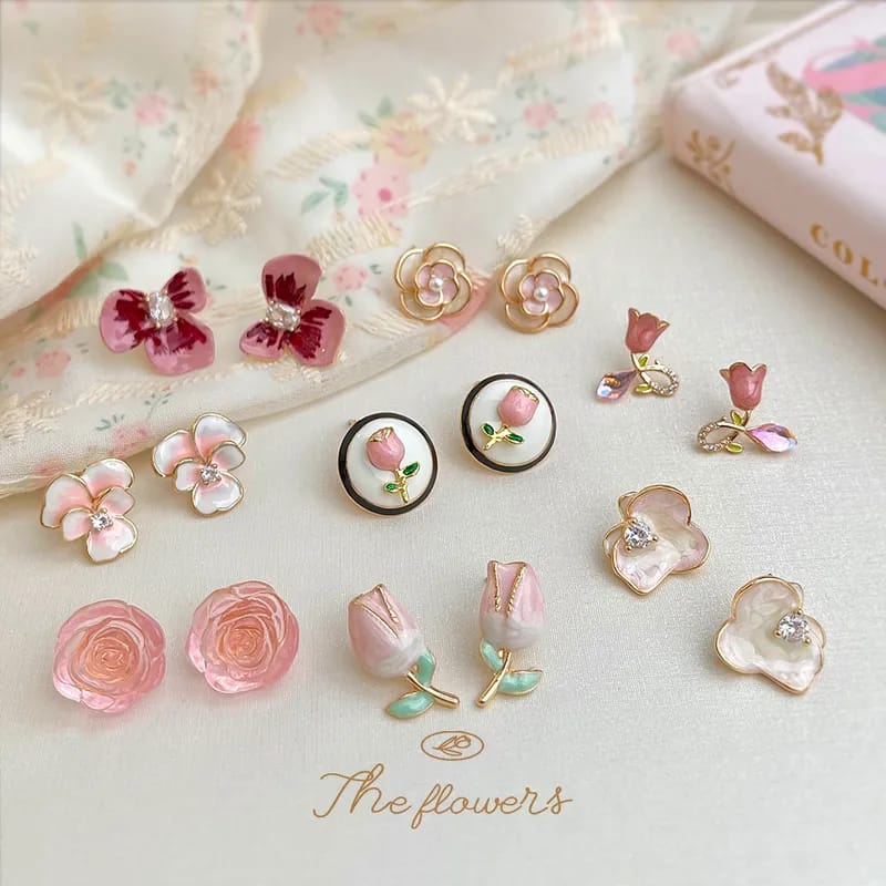 Aretes elegantes de rosa