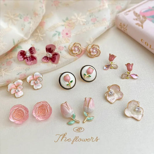Aretes elegantes de rosa