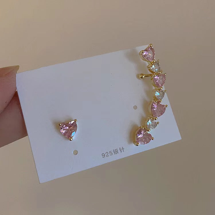 Aretes con arracadas con corazones rosas y blancos