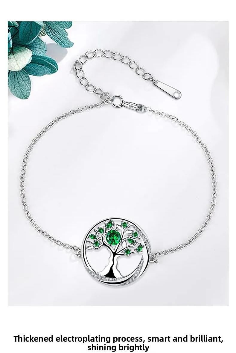 Collar con árbol con cristales tono jade