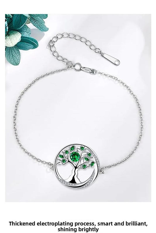 Collar con árbol con cristales tono jade