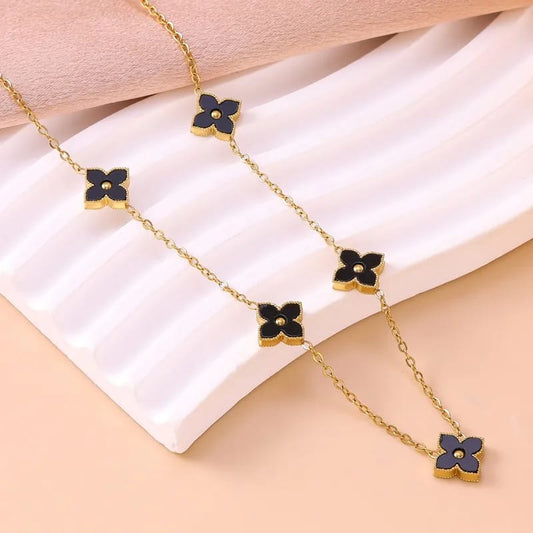 Collar Tréboles de Cuatro Hojas - Black Onyx Style