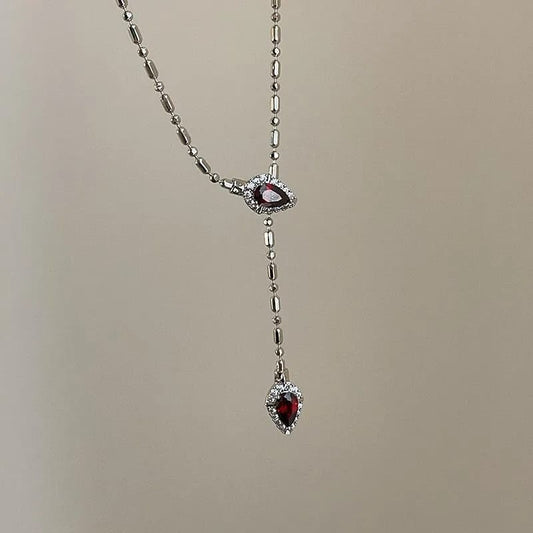 Collar Lariat "Gota de Pasión" con Zirconias Verdes